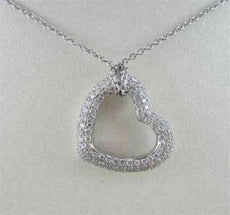 ANTIQUE LARGE MICRO PAVE 14KT WHITE GOLD DIAMOND HEART PENDANT ONE OF A KIND !!!