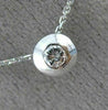 ESTATE .15CT ROUND CUT DIAMOND 14K WHITE GOLD 3D CLASSIC SOLITAIRE PENDANT #4332