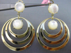 ESTATE EXTRA LARGE AAA MOON STONE 14KT YELLOW GOLD MULTI CIRCLE CLIP ON EARRINGS
