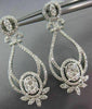 ESTATE LARGE 2.02CT DIAMOND 14K WHITE GOLD OPEN FILIGREE FLOWER HANGING EARRINGS