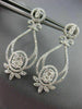 ESTATE LARGE 2.02CT DIAMOND 14K WHITE GOLD OPEN FILIGREE FLOWER HANGING EARRINGS