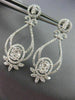ESTATE LARGE 2.02CT DIAMOND 14K WHITE GOLD OPEN FILIGREE FLOWER HANGING EARRINGS