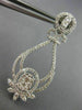 ESTATE LARGE 2.02CT DIAMOND 14K WHITE GOLD OPEN FILIGREE FLOWER HANGING EARRINGS