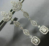 ESTATE LARGE 2.57CT ROUND & BAGUETTE DIAMOND 14K WHITE GOLD LEAF SQUARE EARRINGS
