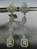 ESTATE LARGE 2.57CT ROUND & BAGUETTE DIAMOND 14K WHITE GOLD LEAF SQUARE EARRINGS