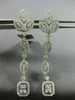 ESTATE LARGE 2.57CT ROUND & BAGUETTE DIAMOND 14K WHITE GOLD LEAF SQUARE EARRINGS