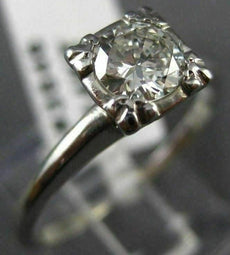ANTIQUE .75CT OLD MINE DIAMOND 14K WHITE GOLD 3D FISHTAIL ENGAGEMENT RING #3546