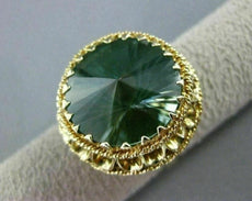 ANTIQUE LARGE 15CT AAA GREEN TOPAZ 14KT YELLOW GOLD 3D OPEN FILIGREE RING #25395