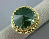 ANTIQUE LARGE 15CT AAA GREEN TOPAZ 14KT YELLOW GOLD 3D OPEN FILIGREE RING #25395