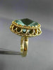 ANTIQUE LARGE 15CT AAA GREEN TOPAZ 14KT YELLOW GOLD 3D OPEN FILIGREE RING #25395