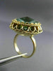 ANTIQUE LARGE 15CT AAA GREEN TOPAZ 14KT YELLOW GOLD 3D OPEN FILIGREE RING #25395