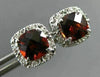 ESTATE 1.88CT DIAMOND & GARNET 14KT WHITE GOLD CLASSIC SQUARE HALO STUD EARRINGS