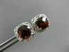 ESTATE 1.88CT DIAMOND & GARNET 14KT WHITE GOLD CLASSIC SQUARE HALO STUD EARRINGS