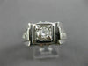 ANTIQUE .51CT OLD MINE ROUND DIAMOND 14KT WHITE GOLD GYPSY MENS RING 10mm #19338