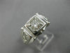 ANTIQUE .51CT OLD MINE ROUND DIAMOND 14KT WHITE GOLD GYPSY MENS RING 10mm #19338