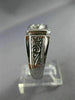 ANTIQUE .51CT OLD MINE ROUND DIAMOND 14KT WHITE GOLD GYPSY MENS RING 10mm #19338