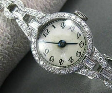 ANTIQUE LARGE 1.15CT OLD MINE DIAMOND PLATINUM MECHANICAL ROUND WATCH #22196