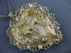 ANTIQUE MASSIVE 14K YELLOW GOLD FILIGREE HEART MAZAL CHAI FLOATING PENDANT 25108