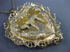 ANTIQUE MASSIVE 14K YELLOW GOLD FILIGREE HEART MAZAL CHAI FLOATING PENDANT 25108