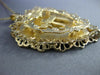 ANTIQUE MASSIVE 14K YELLOW GOLD FILIGREE HEART MAZAL CHAI FLOATING PENDANT 25108