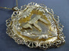 ANTIQUE MASSIVE 14K YELLOW GOLD FILIGREE HEART MAZAL CHAI FLOATING PENDANT 25108