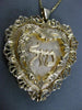 ANTIQUE MASSIVE 14K YELLOW GOLD FILIGREE HEART MAZAL CHAI FLOATING PENDANT 25108