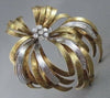 ANTIQUE LARGE .35CT DIAMOND 14KT 2 TONE FLOWER BROOCH PENDANT AMAZING!!#1360