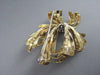 ANTIQUE LARGE .35CT DIAMOND 14KT 2 TONE FLOWER BROOCH PENDANT AMAZING!!#1360