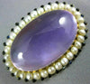 ANTIQUE EXTRA LARGE AAA AMETHYST SAPPHIRE & PEARL 14K YELLOW GOLD PENDANT BROOCH