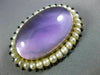 ANTIQUE EXTRA LARGE AAA AMETHYST SAPPHIRE & PEARL 14K YELLOW GOLD PENDANT BROOCH