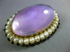 ANTIQUE EXTRA LARGE AAA AMETHYST SAPPHIRE & PEARL 14K YELLOW GOLD PENDANT BROOCH
