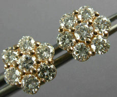 ESTATE 2.0CT DIAMOND 14KT ROSE GOLD 3D CLASSIC FLOWER STUD SCREW BACK EARRINGS