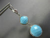 ESTATE AAA TURQUOISE 14K WHITE GOLD SQUARE AND ROUND LEVER BACK HANGING EARRINGS