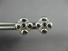 ESTATE .20CT DIAMOND & AAA SAPPHIRE 14KT WHITE GOLD FLOWER SQUARE STUD EARRINGS