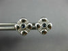 ESTATE .20CT DIAMOND & AAA SAPPHIRE 14KT WHITE GOLD FLOWER SQUARE STUD EARRINGS