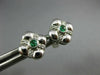 ESTATE .15CT DIAMONDS & AAA EMERALD 14KT WHITE GOLD FLOWER SQUARE STUD EARRINGS