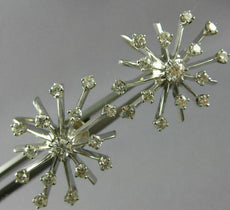 ESTATE LARGE 1.52CT DIAMOND 14KT WHITE GOLD FLOWER SNOWFLAKE SCREW BACK EARRINGS