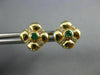 ESTATE .20CT DIAMOND & AAA EMERALD 14KT YELLOW GOLD FLOWER SQUARE STUD EARRINGS