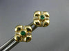 ESTATE .20CT DIAMOND & AAA EMERALD 14KT YELLOW GOLD FLOWER SQUARE STUD EARRINGS