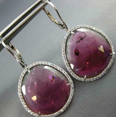ESTATE 21.67CT DIAMONDS & AAA PINK TOURMALINE 14K WHITE GOLD 3D HANGING EARRINGS