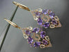 ESTATE 10.0CT MULTI GEM 14KT ROSE GOLD OPEN FILIGREE TEAR DROP HANGING EARRINGS