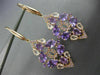 ESTATE 10.0CT MULTI GEM 14KT ROSE GOLD OPEN FILIGREE TEAR DROP HANGING EARRINGS