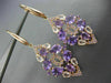 ESTATE 10.0CT MULTI GEM 14KT ROSE GOLD OPEN FILIGREE TEAR DROP HANGING EARRINGS