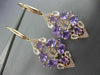 ESTATE 10.0CT MULTI GEM 14KT ROSE GOLD OPEN FILIGREE TEAR DROP HANGING EARRINGS