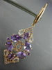 ESTATE 10.0CT MULTI GEM 14KT ROSE GOLD OPEN FILIGREE TEAR DROP HANGING EARRINGS