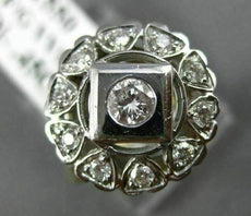 ANTIQUE WIDE .45CT DIAMOND 14K 2TONE GOLD SOLITAIRE MULTI HEART SQUARE RING 2568