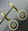 ESTATE .53CT DIAMOND 14K YELLOW GOLD 3D SOLITAIRE HALO FLOATING HANGING EARRINGS