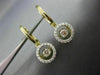 ESTATE .53CT DIAMOND 14K YELLOW GOLD 3D SOLITAIRE HALO FLOATING HANGING EARRINGS