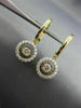 ESTATE .53CT DIAMOND 14K YELLOW GOLD 3D SOLITAIRE HALO FLOATING HANGING EARRINGS