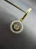 ESTATE .53CT DIAMOND 14K YELLOW GOLD 3D SOLITAIRE HALO FLOATING HANGING EARRINGS